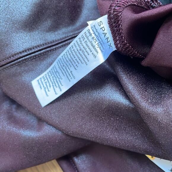 Spanx Faux Leather Leggings in Color Wine Size L NWOT - Picture 12 of 12